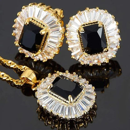 Emerald Gemstones Pendant Set – Elegant Necklace & Earrings Gift Set