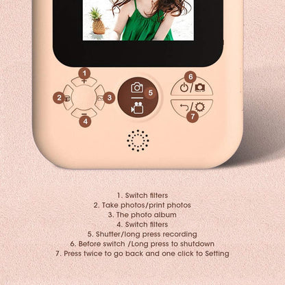Kids Instant Print Camera – 12MP Selfie, Video & 2.4” Screen | Ages 3–12
