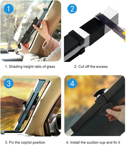 Retractable Car Sun Shade – UV & Heat Protection with Easy Roll-Up Design