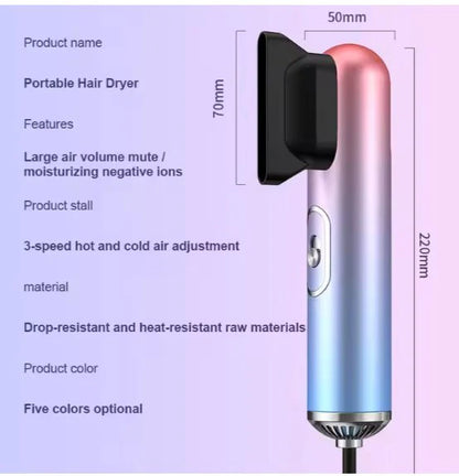 Compact Hair Dryer – Foldable, Ionic Travel Blow Dryer with Precision Nozzle