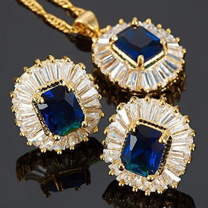 Emerald Gemstones Pendant Set – Elegant Necklace & Earrings Gift Set