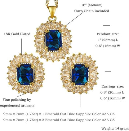Emerald Gemstones Pendant Set – Elegant Necklace & Earrings Gift Set