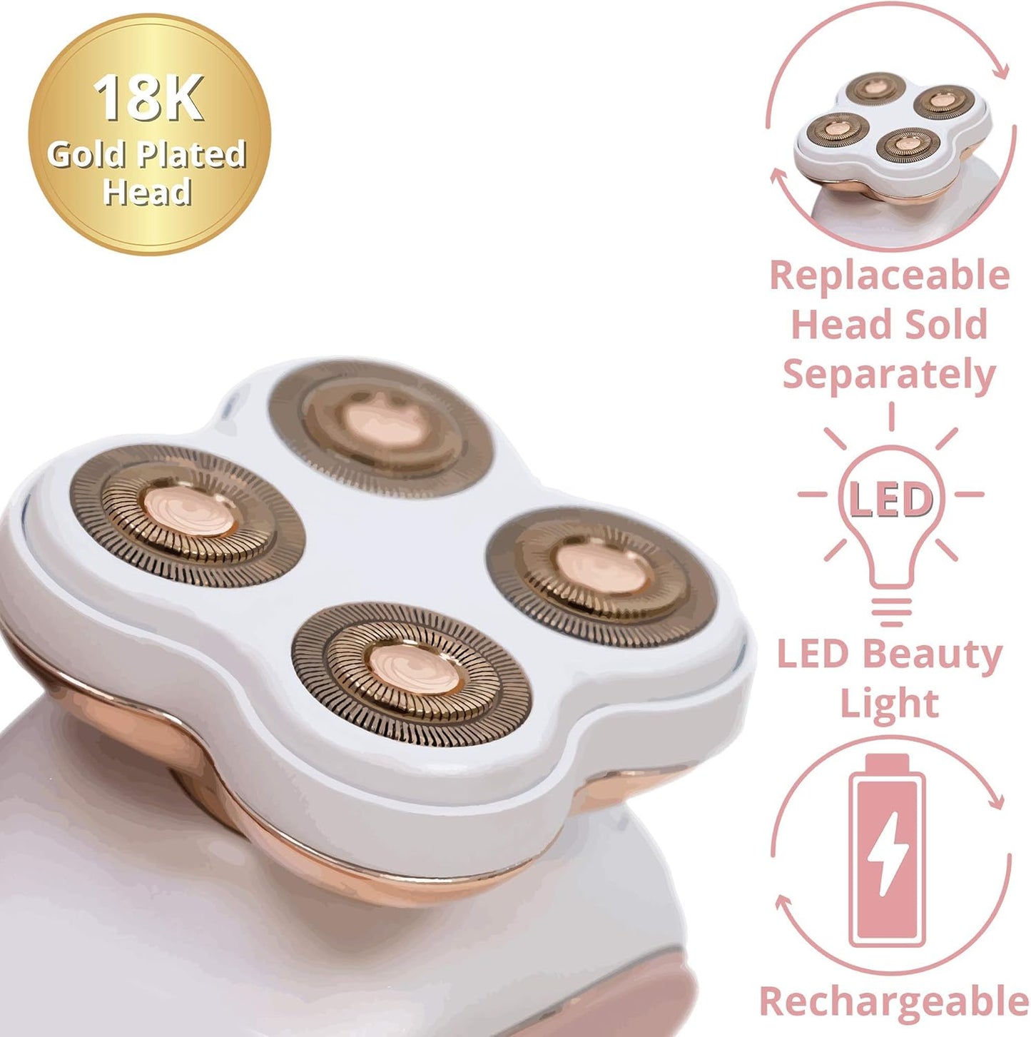 Flawless Hair Removal Machine – Rechargeable 18K Gold Plated Electric Shaver for Women